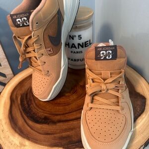 Jordan Kids Tan and White Sneakers